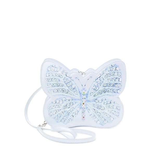 Betsey Johnson Kitsch Butterfly Medium Crossbody Bag Baby Blue Crystals - Picture 11 of 14